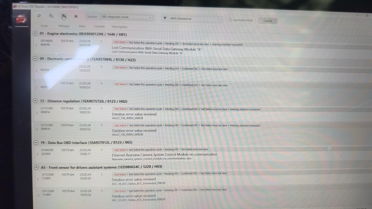 Id6 выдаёт эти ошибки после того как попытались сменить миб на миб от гольф 8
Можно ли что нибудь сделать...