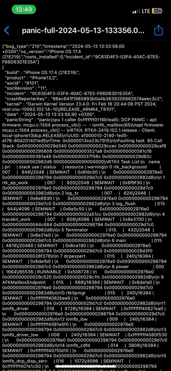 Помогите разобрать паник iPhone 12 ...